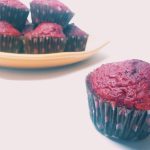 red velvet macadamia muffins