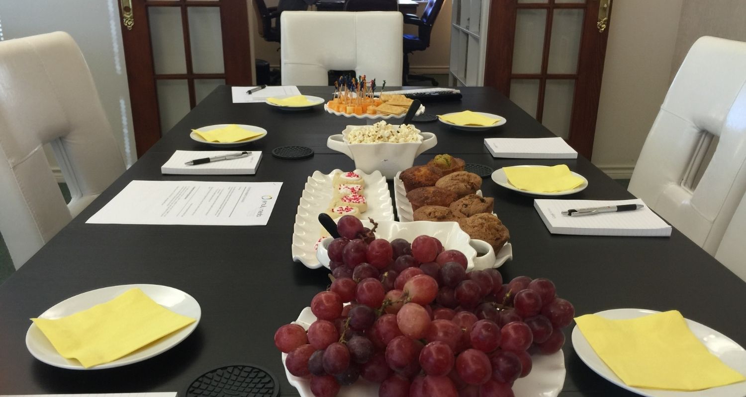 Jemully Media conference table target audience meeting.