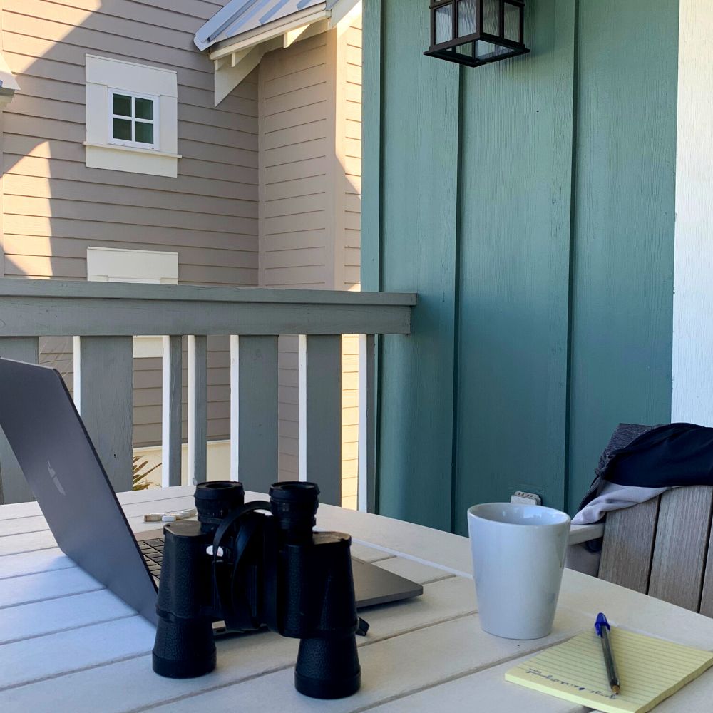 Resort rental porch is a good place for remote work