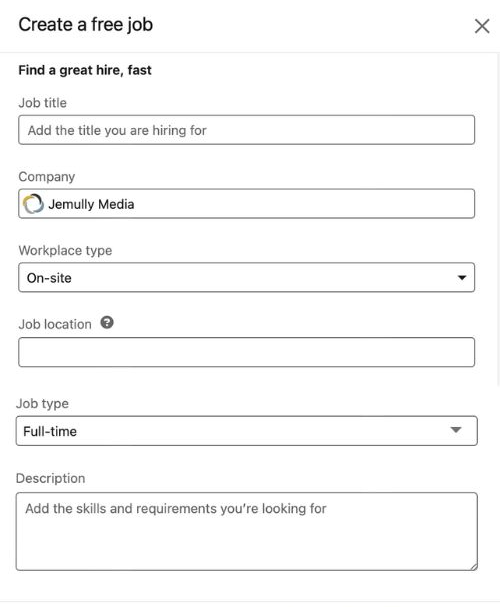 LinkedIn Free Job Posting Form