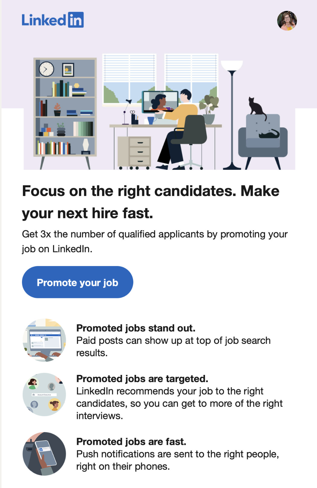 LinkedIn promoting your job opening