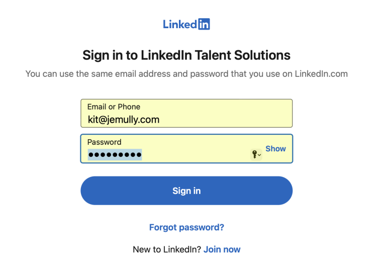 Sign in to LinkedIn Talent Solutions