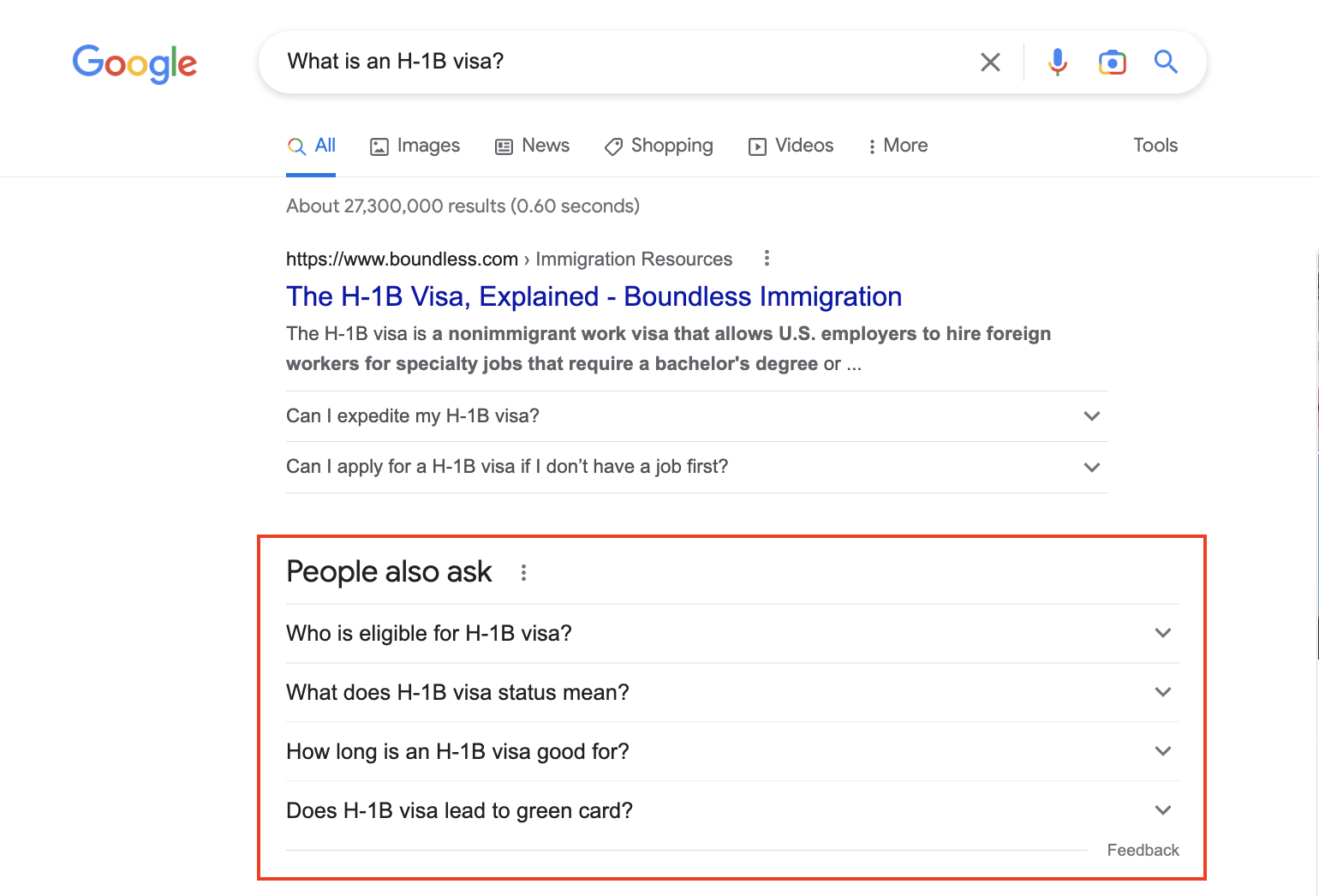 Google Search Engine Results with a People Also Ask Box